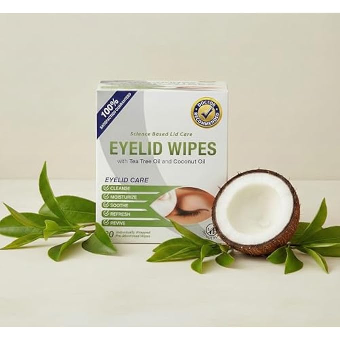 Visual Advantage PREMIUM EYELID WIPES WITH TEA TREE AND COCONUT OIL - CLEANSING WIPES FOR PEOPLE ITCHY EYES - BOX OF 30 NATURAL EYE WIPES - Image 4